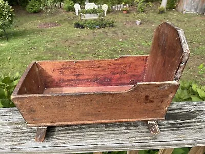 Antique Primitive Handmade Wooden Rocking Doll Cradle Folk Art • $45