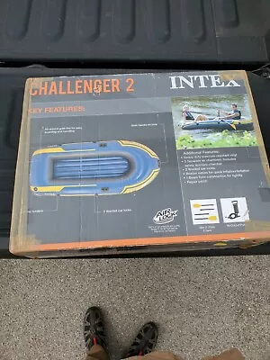 Intex Challenger 2 Inflatable 2 Person Floating Boat Raft Set W/ Oars & Pump • $54.95