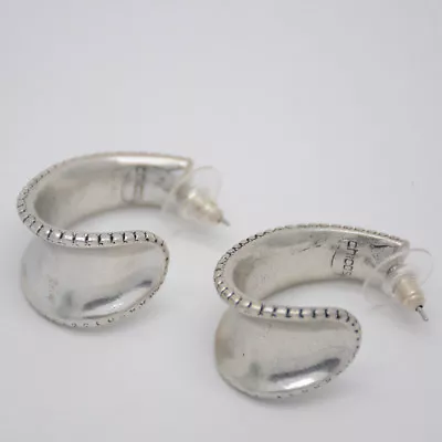 Chico's Signed Jewelry Vintage Silver Plated Post Hoop Drop Stud Earrings Dangle • $6.99