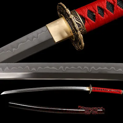 Japanese Handmade Samurai Katana Sword Full Tang Clay Tempered T10 Steel • $119.99