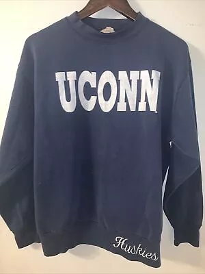 Vtg University Of Connecticut Huskies Medallion Sweatshirt XL Made Is USA 1980’s • $25.99