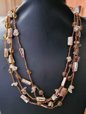 Vintage Multi Strand Mother Of Pearl Beaded Necklace  18  • $4