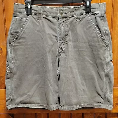 VTG Carhartt Shorts Mens 34 Brown Washed Twill Dungaree Relaxed Utility Workwear • $18.95