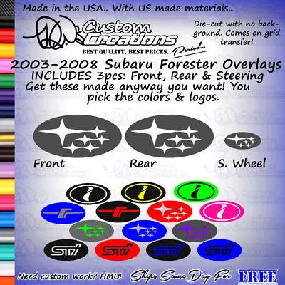 For Subaru Forester 03-08 Emblem Overlay Kit Front & Rear STI Decal SG5 SG9 FOZZ • $14.99