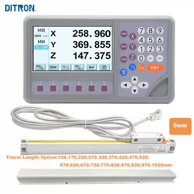 2 Axis 3 Axis Digital Readout Display DRO Linear Scale Encoder 5um Mill Lathe • $87.30