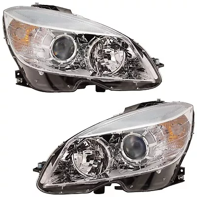 Headlight Set For 2008-2011 Mercedes Benz C300 LH RH Halogen Assy From 02/09/08 • $213.55