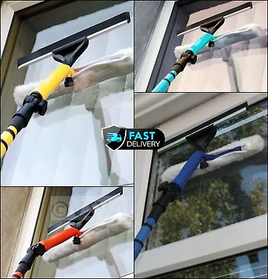 £14.99 • Buy Window Cleaning Kit Extendable Telescopic Squeegee Glass Cleaner Extra Long Pole