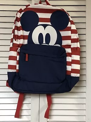 DISNEY Mickey Mouse Red White & Blue Americana Striped Backpack New • $29.99
