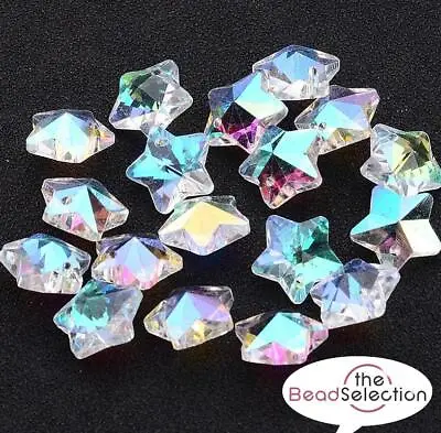 10 Star Beads Faceted Cut Glass 13mm Xmas Rainbow Lustre Top Quality GLS14 • £3.39