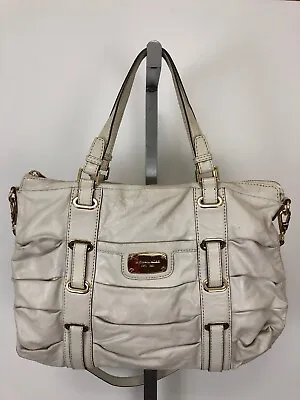 MICHAEL KORS 'Ruched Gansevoort' Large Off White Leather Satchel • $33