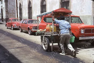 Sl77 Original Slide  1974 Guadalajara Street Vendor Pushing Food Cart 407a • $9.25