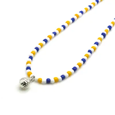 Volleyball Pendant Beaded Charm Necklace Handmade Volleyball Jewelry • $11.57
