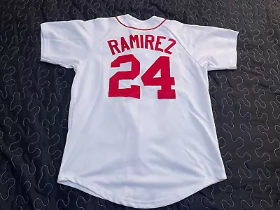 Vtg Stitched Majestic MANNY RAMIREZ #24 Boston Red Sox Jersey Mens Medium White • $64.24