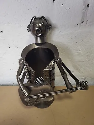 Metal Art Wine Bottle Holder. Nuts Bolts. Guitar Player King. Novelty Gift • £9.99