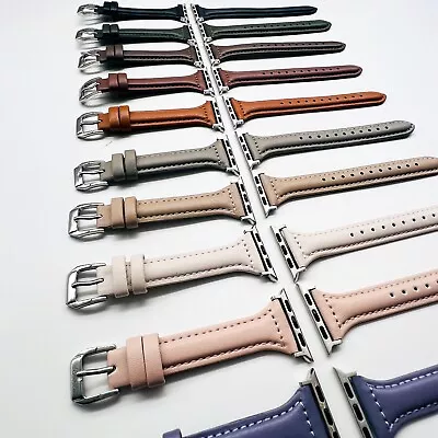 Leather Apple Watch Thin Band Strap Series 8 7 SE 6 5 4 3 2 1 38mm-45mm • $10.95