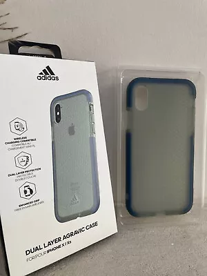 Apple IPhone X/XS Adidas Double Layer Agravic Rear Case Blue +Tempered Glass • $24.12