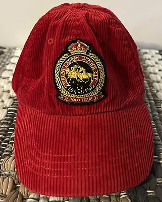 Vintage 90’s Rare Polo Ralph Lauren Corduroy Hat Cap Winter Club Polo Team • $94.01