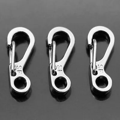 10Pcs Carabiner Mini Stainless Steel Key Buckle Snap Spring Clips Hooks Set • $7.87