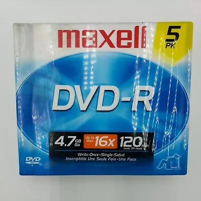 Maxell DVD-R 4.7gb Discs In Jewel Cases. Factory Sealed 5 Pack • $9.55