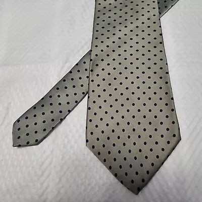 Andre Valetino Mens Designer Tie Gray With Polka Dots Silk USA Wide • $7