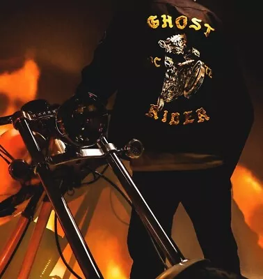 Marvel GHOST RIDER Jacket Y2K Black Twill Small Graphic Patches Embroidery NWT • $68