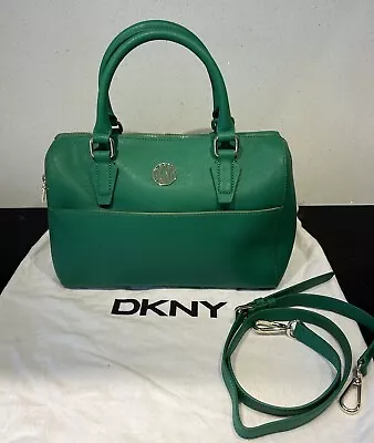 DKNY Green Leather Tote Bowling Bag Shoulder Strap New 2015 • £99.99