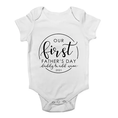 £6.99 • Buy Personalised Our First Father's Day Baby Grow Vest Bodysuit Boys Girls