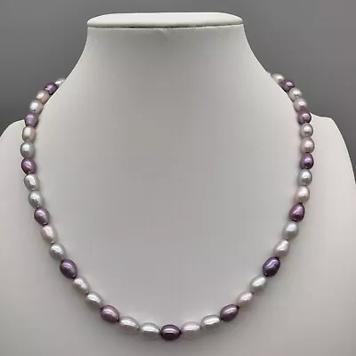 IPS Purple Genuine Pearl Necklace 18  925 Sterling VTG Imperial Pearl Syndicate • $39.99