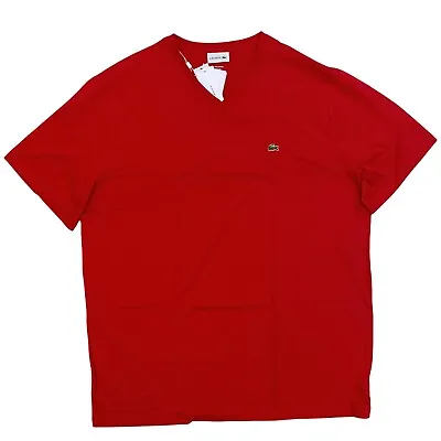$44.99 • Buy Lacoste Men's Big & Tall V-Neck Pima Cotton T-Shirt Red Short Sleeve TH7512-240