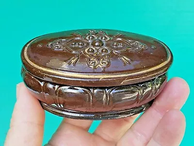 Redware Pottery Match Safe Striker Box Bennington Glaze Matchbox Antique 19th C  • $89.95