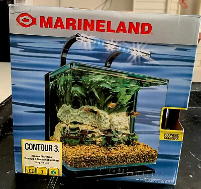 Marineland Contour 3 Aquarium Kit 3 Gallons Rounded Glass Corners Includes LED • £66.53