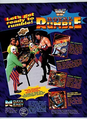 WF Royal Rumble Pinball Machine Game FLYER Original Art 1994 Double Sided • $27.50