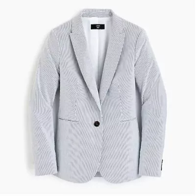 J. Crew Parke 365 Blue & White Striped Seersucker Blazer Collection Size 0  • $70