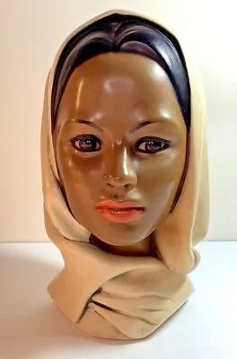 Vintage Marwal Woman Girl Head Statue Figurine With Scarf Hijab • $40