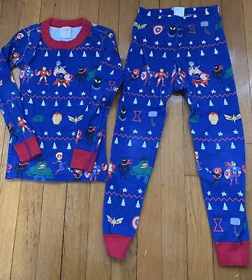 Hanna Andersson Boys Christmas Marvel Blue Pajamas 110cm Size 5 • $8.99