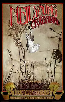 $34.99 • Buy Neil Young Los Lobos Poster Saddledome Calgary New Hand-Signed By Bob Masse