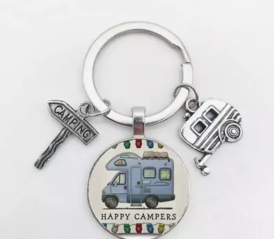 CAMPER VAN Sealed Key Ring GREAT FUN Retired HAPPY CAMPERS Motorhome BRAND NEW • £2.95