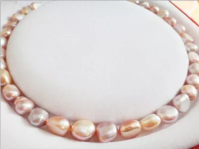 Suber 17 10-12mm Natural South Sea Genuine Golden Pink Potato Pearl Necklace • $38