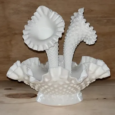 Fenton Epergne Diamond And Lace Pattern Milkglass Fenton Collectible  • $71.99