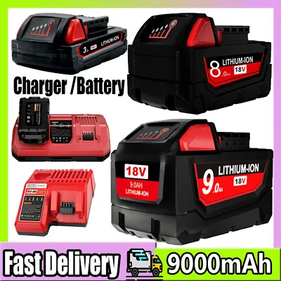 For Milwaukee M18 9.0AH 8.0AH Capacity Lithium 48-11-1890 Battery/Charger USA • $115.99