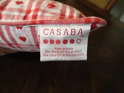 CASABA THROW PILLOW Red Hearts Plaid HOME DECOR Or Say I LOVE YOU 100% Cotton • $9.50