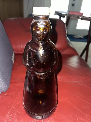 Vtg 10” Mrs Butterworth Amber Glass Syrup Bottle Metal Cap Crafts Repaint OOAK • $14.95