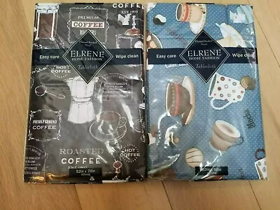 Elrene Vinyl Tablecloth Coffee Pattern Several Sizes • $15.99