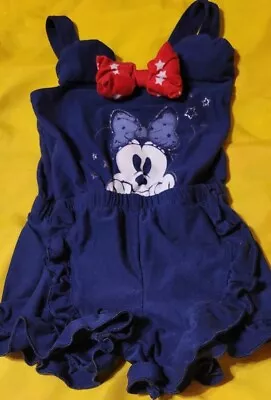 Disney Minnie Mouse Navy Sleeveless Romper Baby Girls Size 18 Months • $10