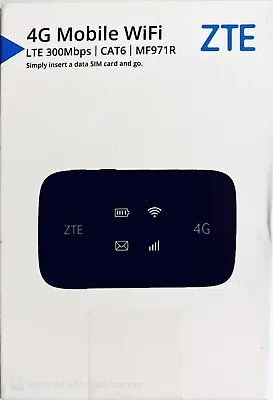 £49 • Buy ZTE MF971R 4G Mobile Wifi, LTE 300Mbs, CAT6- Sim Card Required