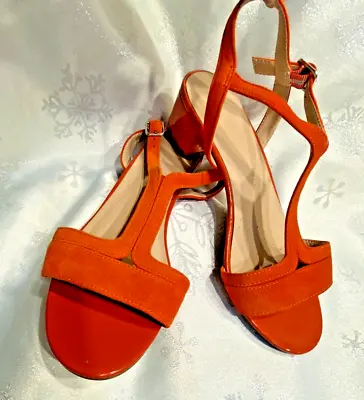 Ladies M&S Footglove Orange Suede Leather Sandals Size UK5.5 EU38.5 Worn Once • £15