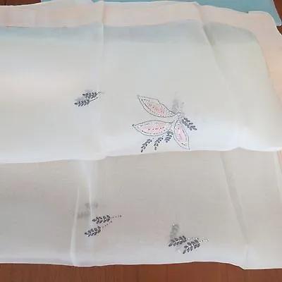 New NIP Vtg 1950s Organza Embroidered Tablecloth With Silver Metallic & Napkins • $36