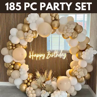 Beige Sand White Balloon Arch Kit 185 PC Birthday Wedding Party Baby Shower UK • £12.95