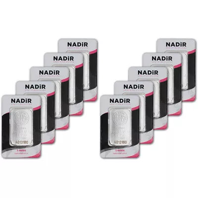 TEN (10) 1 Oz Silver Bar Nadir Metal Rafineri NMR - .999 Fine In Assay • $281.44