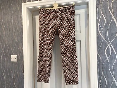 Fab H&M Patterned Stretchy  Ankle Grazer Cropped Trousers Us 6 Uk 10 W30” L24” • £2.99